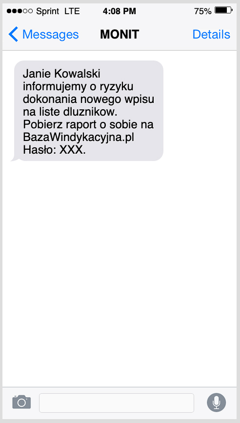 Oszustwo na liste dłużników